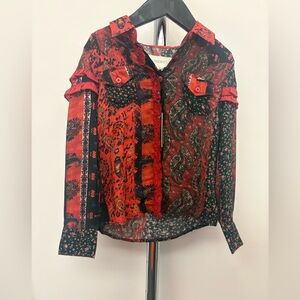 Diesel Girls Patchwork Paisley Floral Ruffle Blouse Size 5
